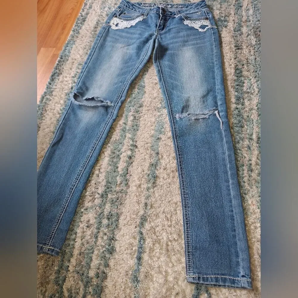 Justice Premium Blue Jeans Girls sz 14 EUC